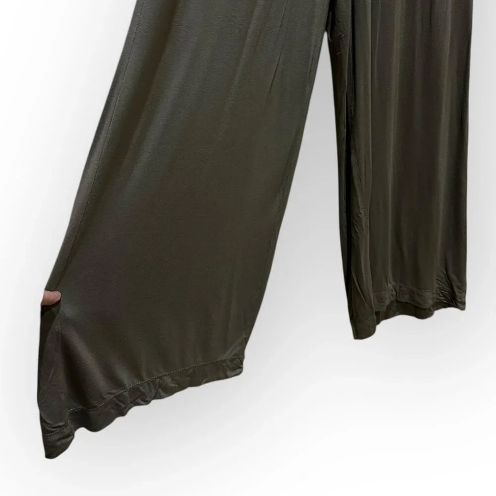 Free People Beach Black Wide Leg Jumpsuit Green / Sage